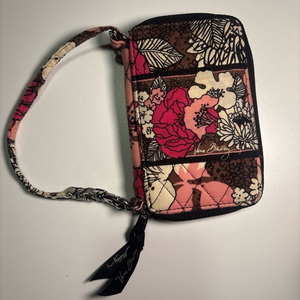 Vera Bradley Pink Floral Quilted Wristlet Clutch